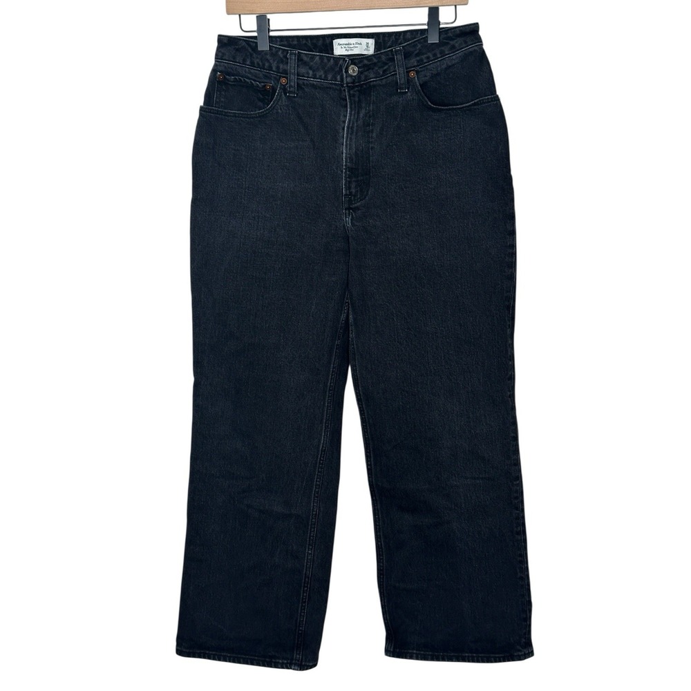 Abercrombie & Fitch 90s Relaxed Jean High Rise Curve Love 30 10 XS Black X-Short - Picture 4 of 10